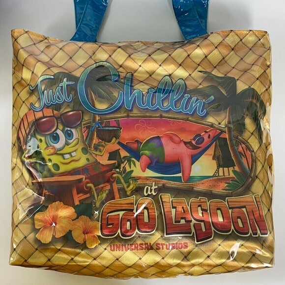 Universal Studios Beach Bag SpongeBob Just Chillin at Goo Lagoon Tote Bach Bag - Picture 2 of 13